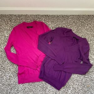 Bundle! Set of 2 The Limited v neck sweaters szS purple and pink